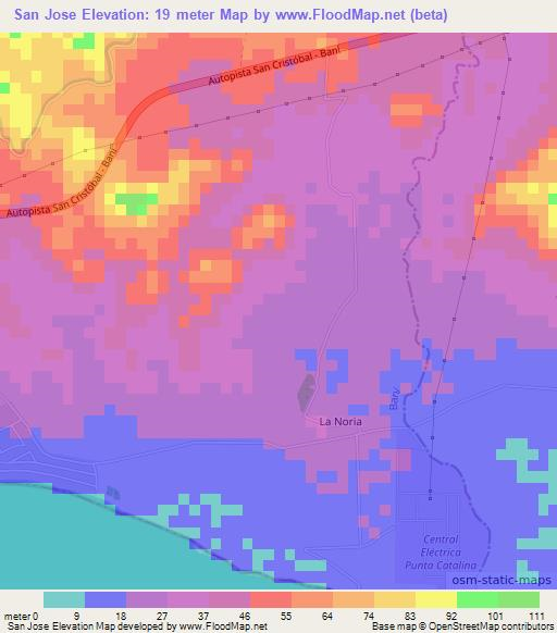 San Jose,Dominican Republic Elevation Map