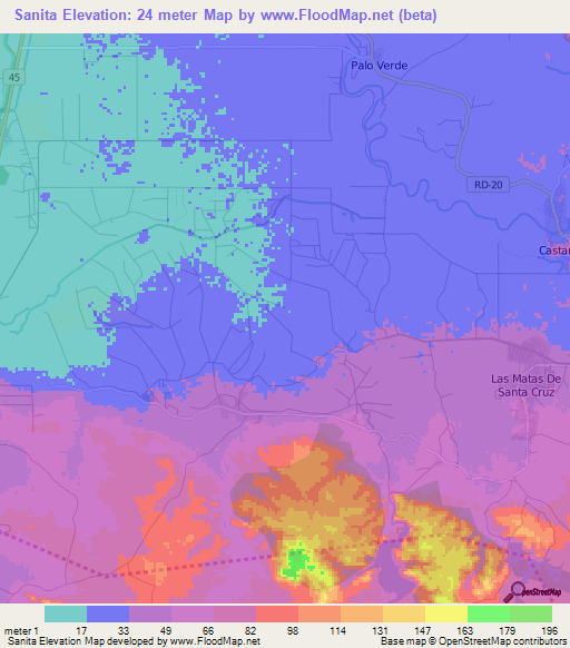 Sanita,Dominican Republic Elevation Map