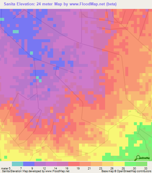 Sanita,Dominican Republic Elevation Map