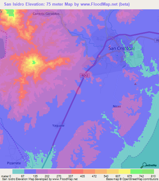 San Isidro,Dominican Republic Elevation Map