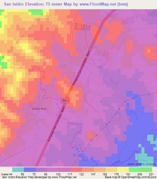 San Isidro,Dominican Republic Elevation Map