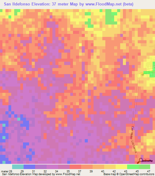 San Ildefonso,Dominican Republic Elevation Map