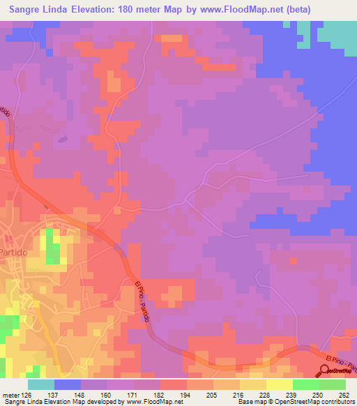 Sangre Linda,Dominican Republic Elevation Map