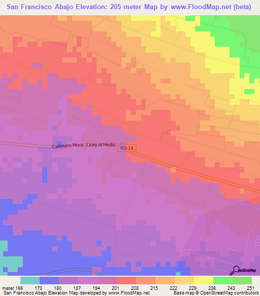 San Francisco Abajo,Dominican Republic Elevation Map