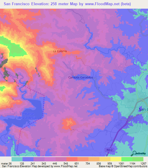 San Francisco,Dominican Republic Elevation Map