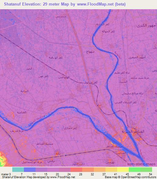 Shatanuf,Egypt Elevation Map