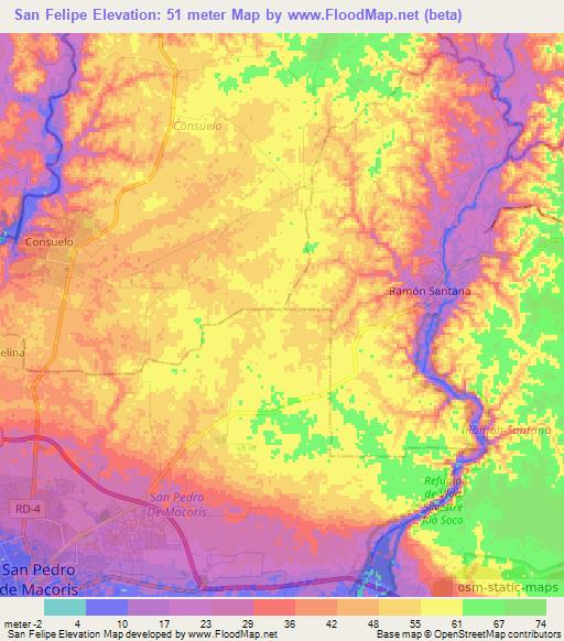 San Felipe,Dominican Republic Elevation Map