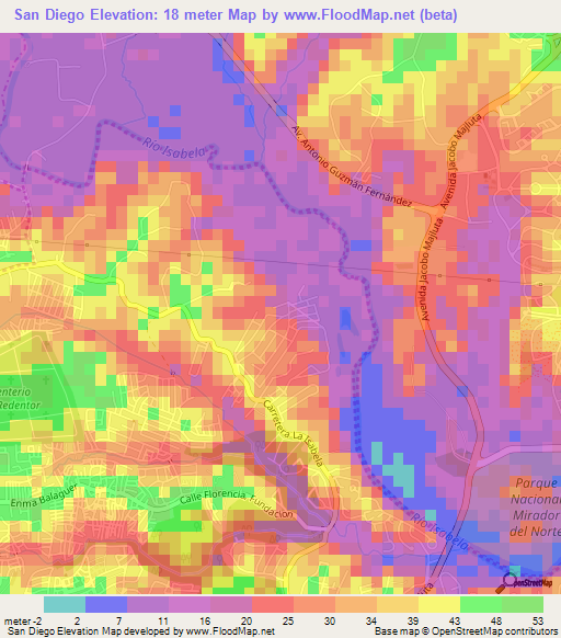 San Diego,Dominican Republic Elevation Map