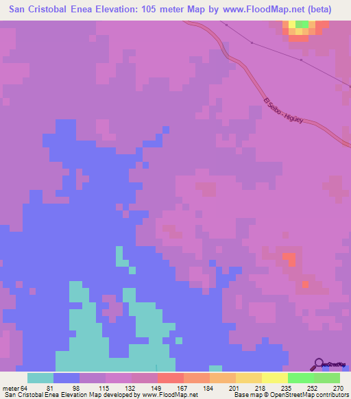 San Cristobal Enea,Dominican Republic Elevation Map