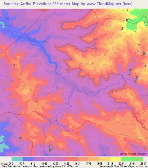 Sanchez Arriba,Dominican Republic Elevation Map