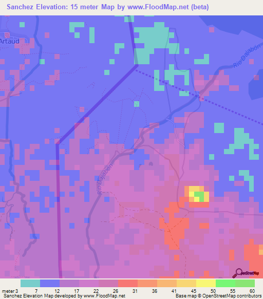 Sanchez,Dominican Republic Elevation Map