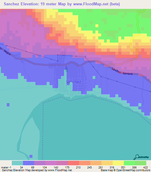 Sanchez,Dominican Republic Elevation Map