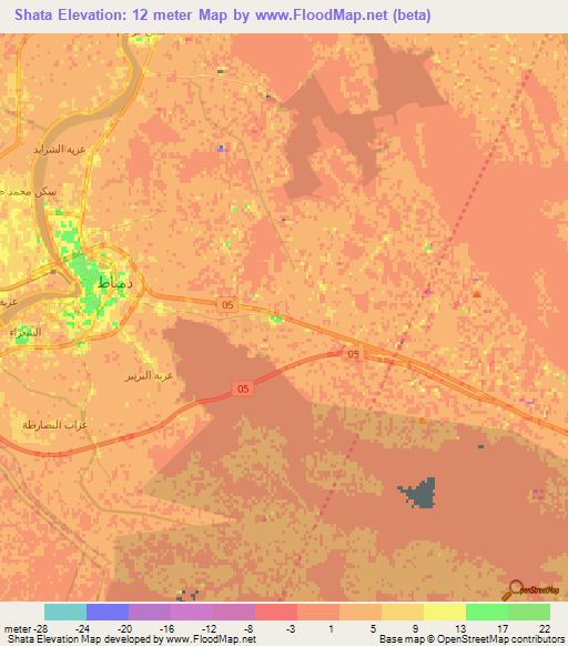 Shata,Egypt Elevation Map