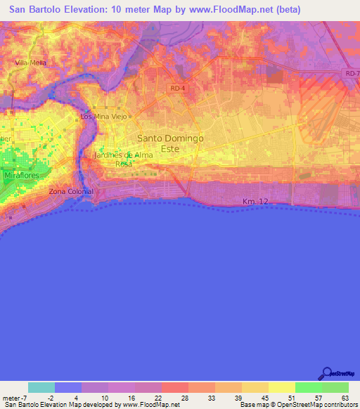 San Bartolo,Dominican Republic Elevation Map