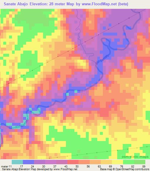 Sanate Abajo,Dominican Republic Elevation Map