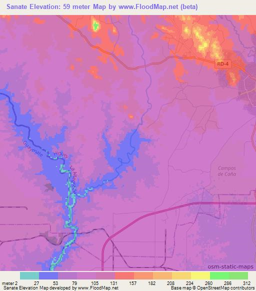 Sanate,Dominican Republic Elevation Map