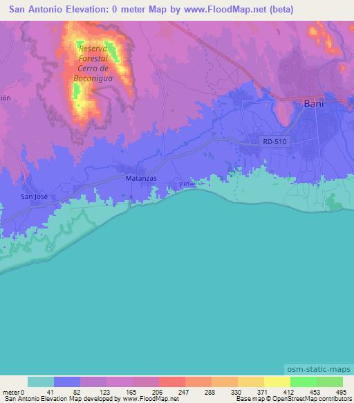 San Antonio,Dominican Republic Elevation Map