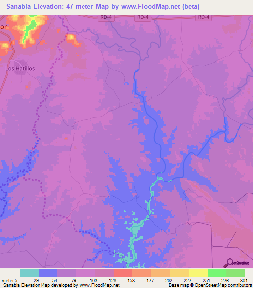 Sanabia,Dominican Republic Elevation Map