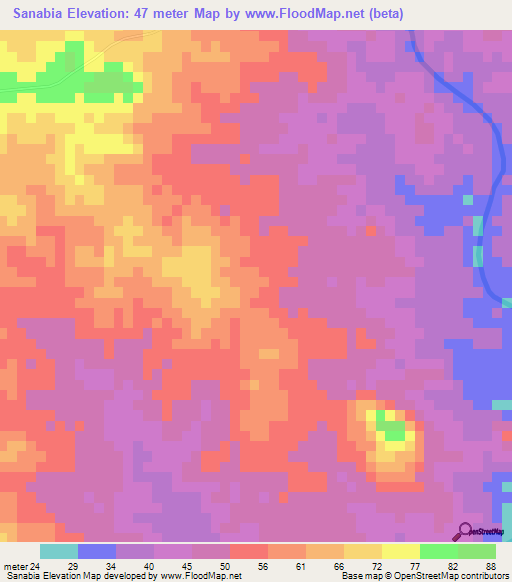 Sanabia,Dominican Republic Elevation Map