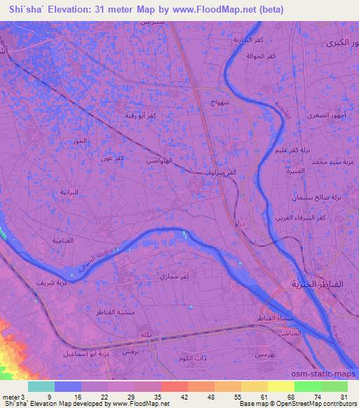 Shi`sha`,Egypt Elevation Map