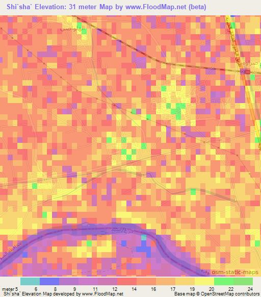 Shi`sha`,Egypt Elevation Map