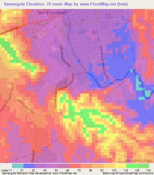 Samangola,Dominican Republic Elevation Map