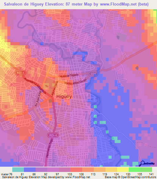 Salvaleon de Higuey,Dominican Republic Elevation Map