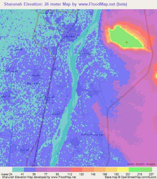 Sharunah,Egypt Elevation Map