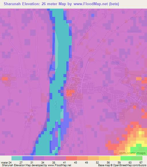 Sharunah,Egypt Elevation Map