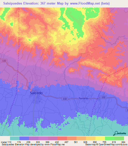 Salsipuedes,Dominican Republic Elevation Map