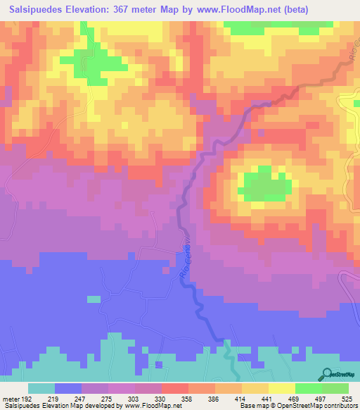 Salsipuedes,Dominican Republic Elevation Map