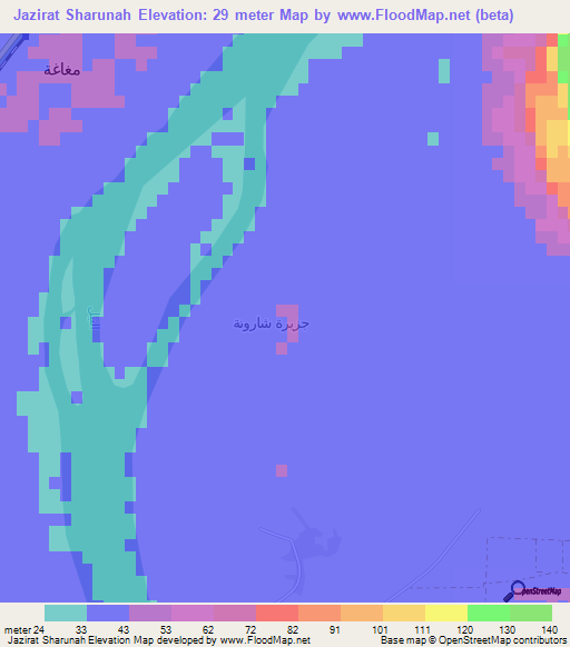 Jazirat Sharunah,Egypt Elevation Map