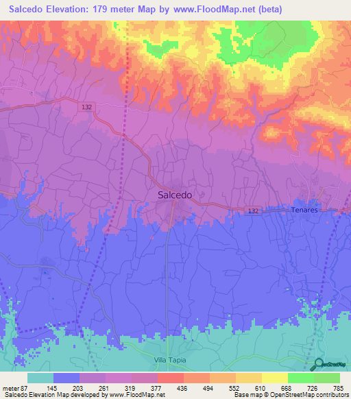 Salcedo,Dominican Republic Elevation Map