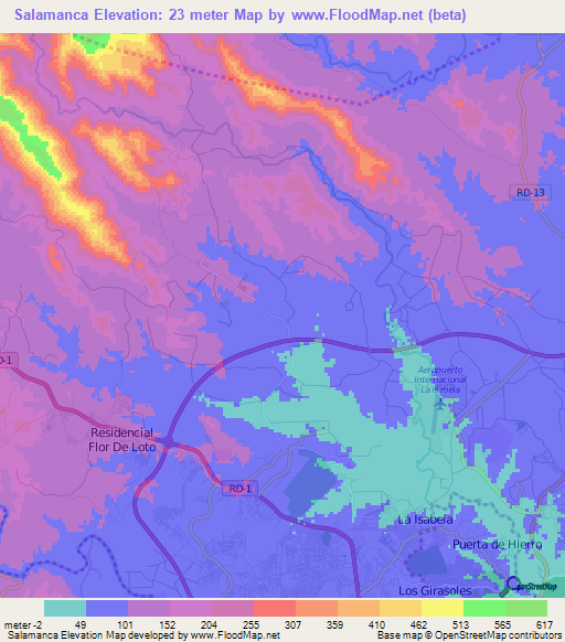 Salamanca,Dominican Republic Elevation Map