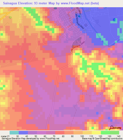 Sainagua,Dominican Republic Elevation Map