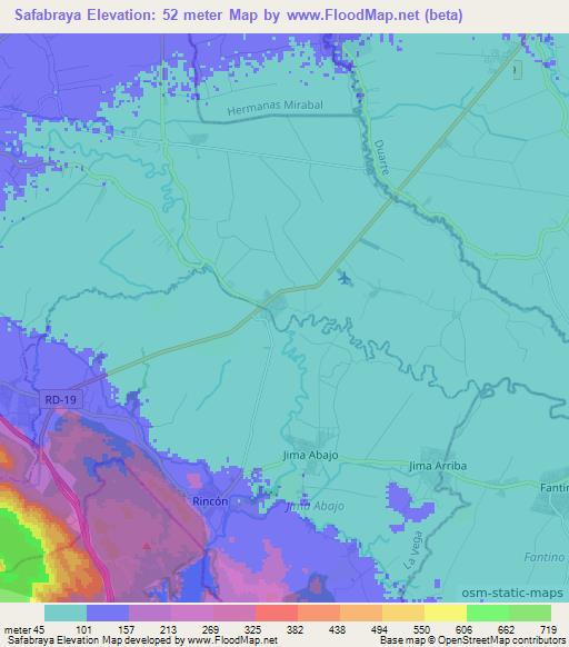 Safabraya,Dominican Republic Elevation Map