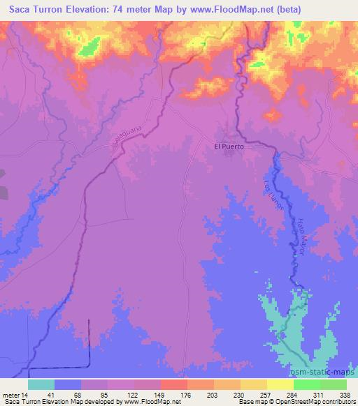 Saca Turron,Dominican Republic Elevation Map