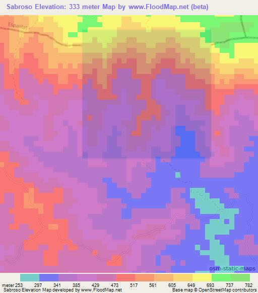 Sabroso,Dominican Republic Elevation Map