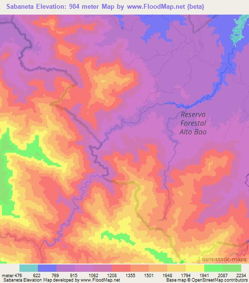 Sabaneta,Dominican Republic Elevation Map