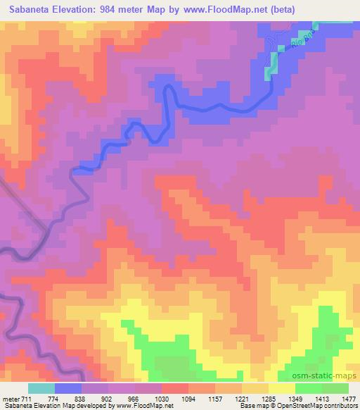 Sabaneta,Dominican Republic Elevation Map