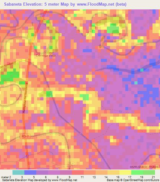 Sabaneta,Dominican Republic Elevation Map