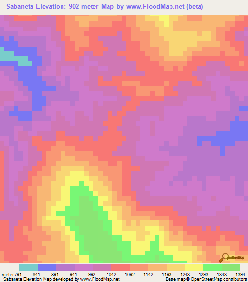 Sabaneta,Dominican Republic Elevation Map