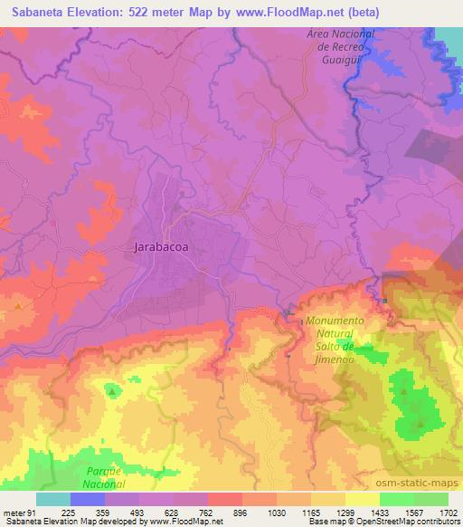 Sabaneta,Dominican Republic Elevation Map