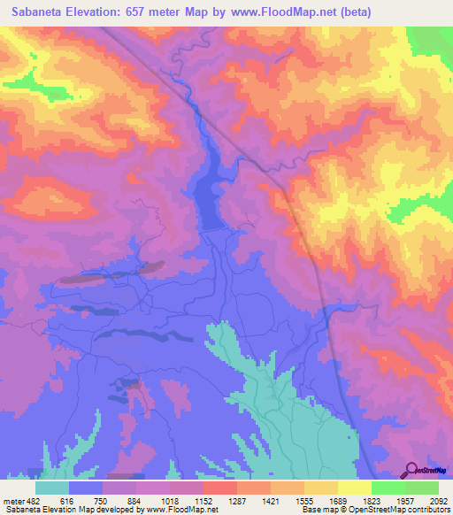 Sabaneta,Dominican Republic Elevation Map