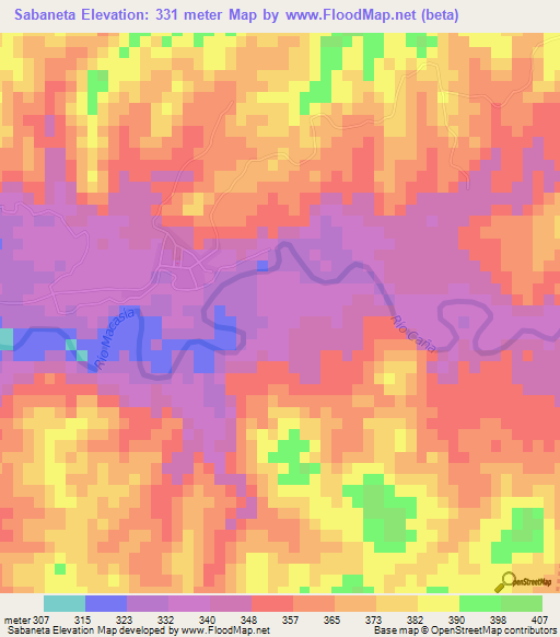 Sabaneta,Dominican Republic Elevation Map