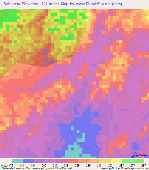 Sabaneta,Dominican Republic Elevation Map