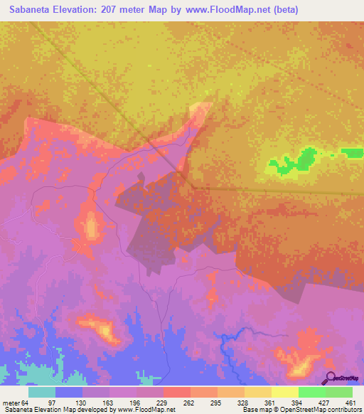 Sabaneta,Dominican Republic Elevation Map