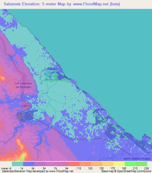 Sabaneta,Dominican Republic Elevation Map