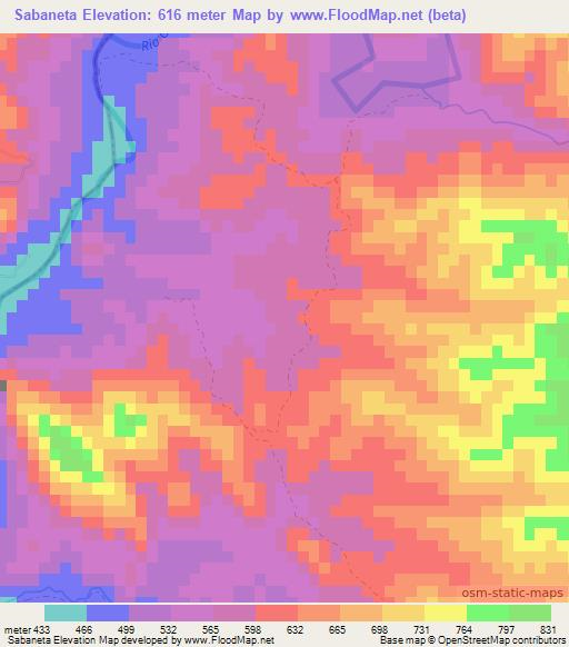 Sabaneta,Dominican Republic Elevation Map