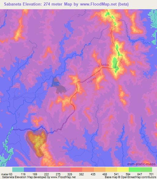 Sabaneta,Dominican Republic Elevation Map